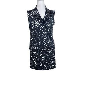 Michael Kors Dress Womens Size S Cowl Neck Sleeveless Tiered Stretchy Navy Art